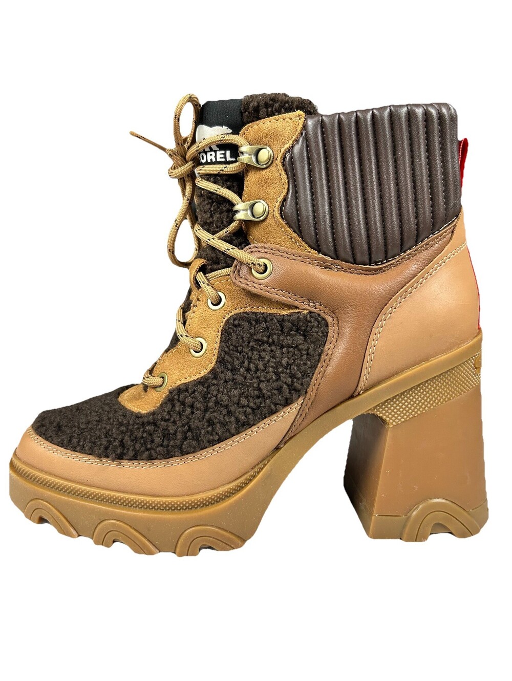 Sorel Women’s Brex Buff And Brown Waterproof Platform Boots Size 7 New